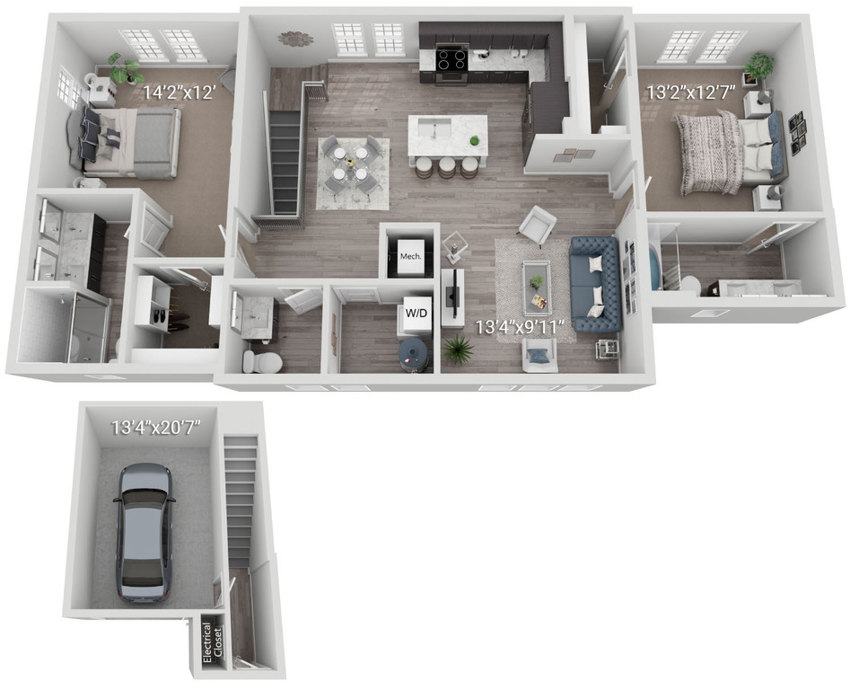 Enclave (H1) | 2 Bedroom, </br>2.5 Bath w/ </br>attached garage