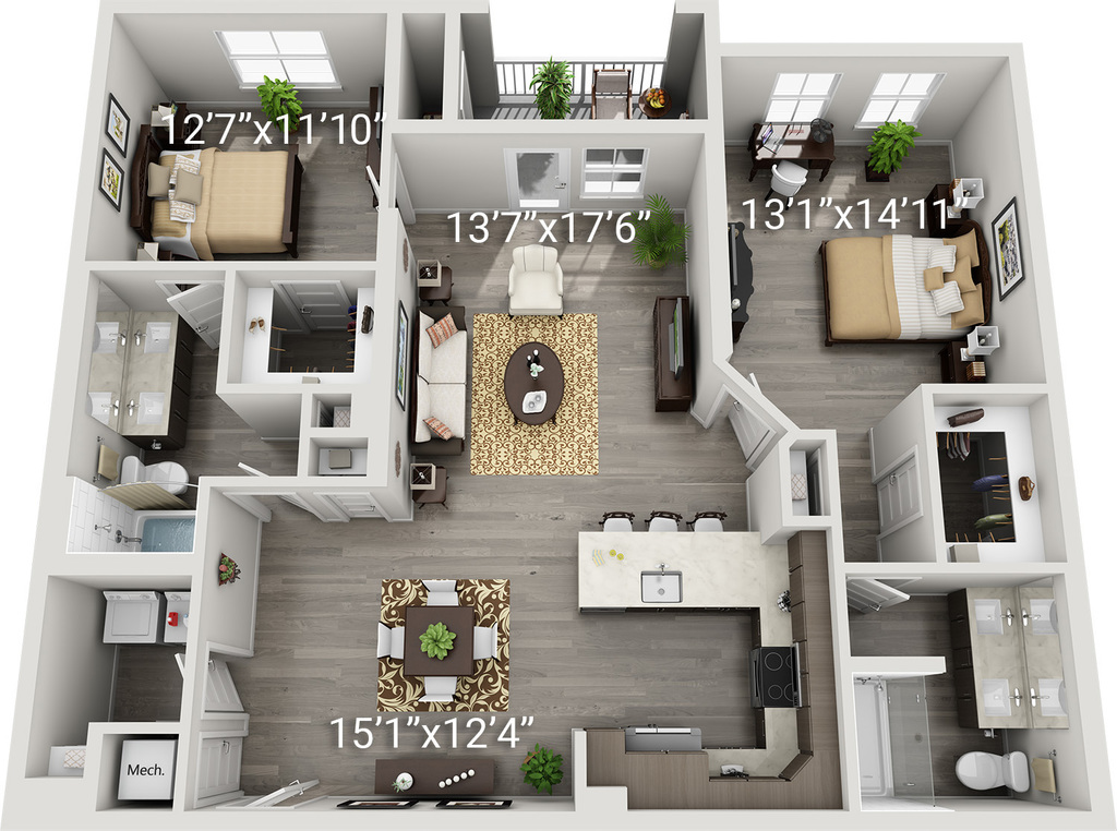 2 Bedroom 2 Bath<br>(Bonito - B4)