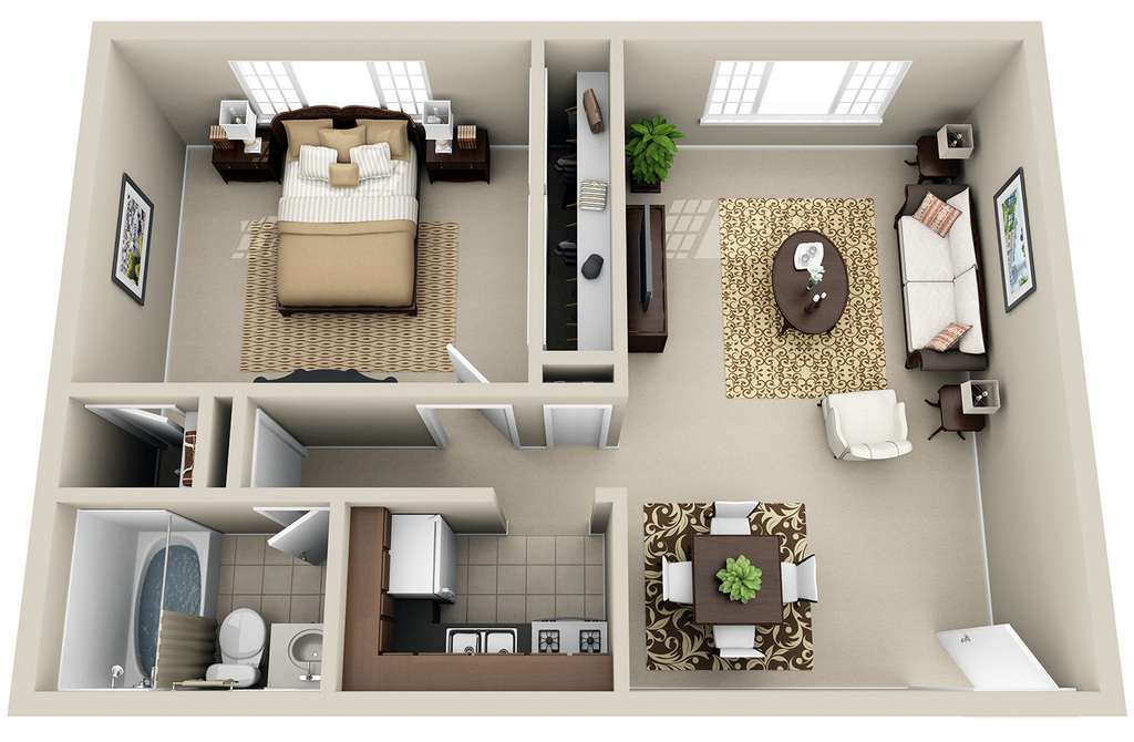 1 Bedroom 1 Bath (9 Layouts available)