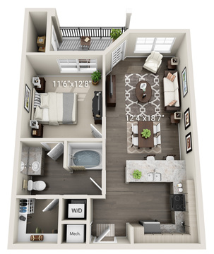 1 Bedroom 1 Bath (A3)