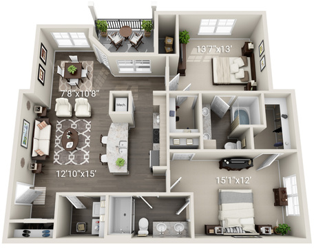 2 Bedroom 2 Bath (B2)