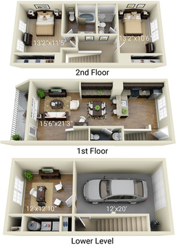 2 Bedroom 2.5 Bath Townhome<br>(2TH - 2 Layouts Available)